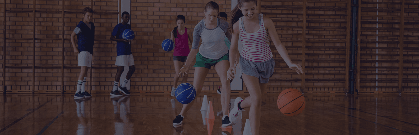 Athletes playing basketball